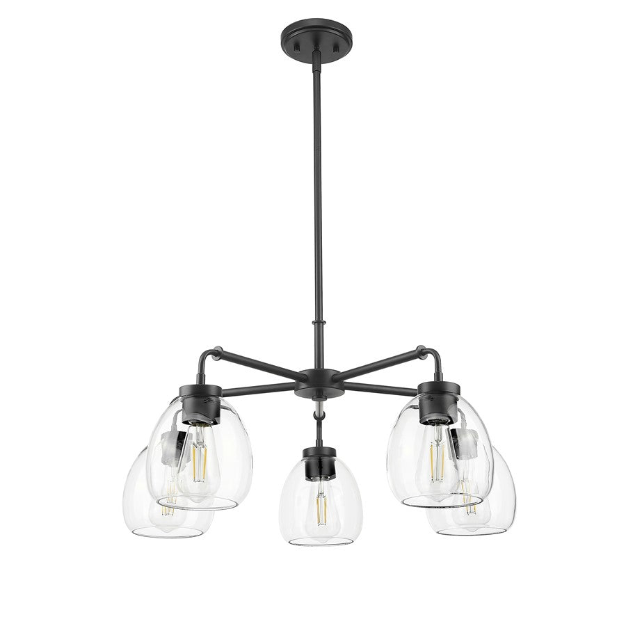 Acclaim Lighting 5 Light 27" Chandelier, Matte Black/Clear - IN20063BK