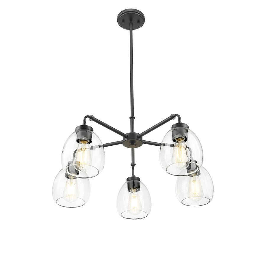 Acclaim Lighting 5 Light 27" Chandelier, Matte Black/Clear
