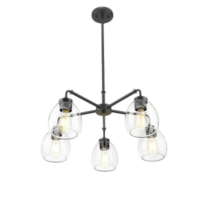 Acclaim Lighting 5 Light 27" Chandelier, Matte Black/Clear
