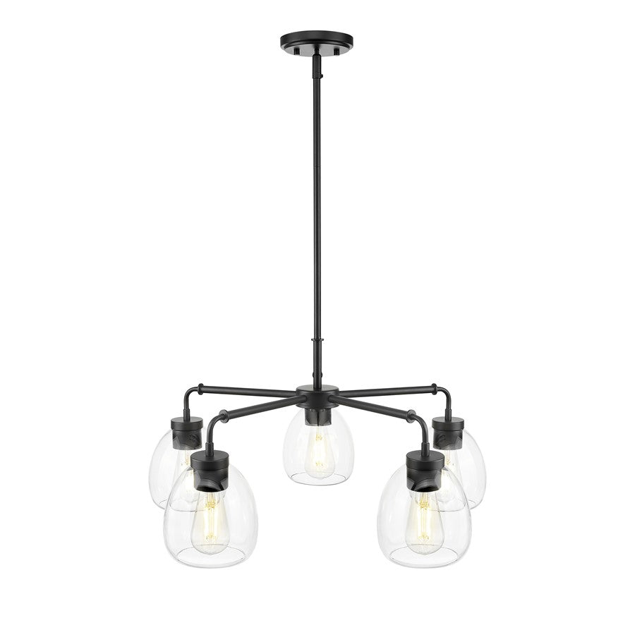 Acclaim Lighting 5 Light 27" Chandelier, Matte Black/Clear