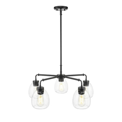 Acclaim Lighting 5 Light 27" Chandelier, Matte Black/Clear