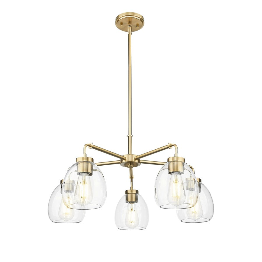 Acclaim Lighting 5 Light 27" Chandelier, Brass/Clear