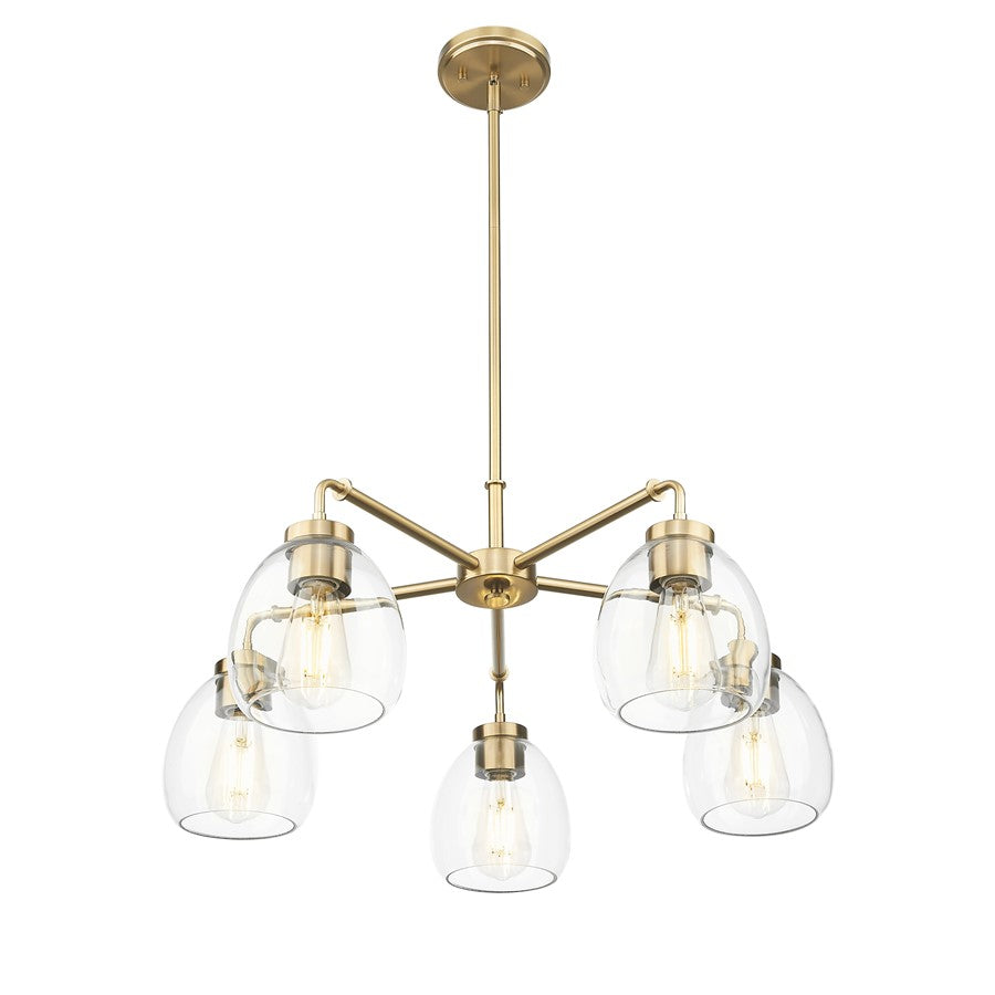 Acclaim Lighting 5 Light 27" Chandelier, Brass/Clear