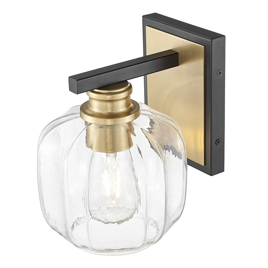 Acclaim Lighting 1 Light 6.5" Sconce, Matte Black and Brass/Clear