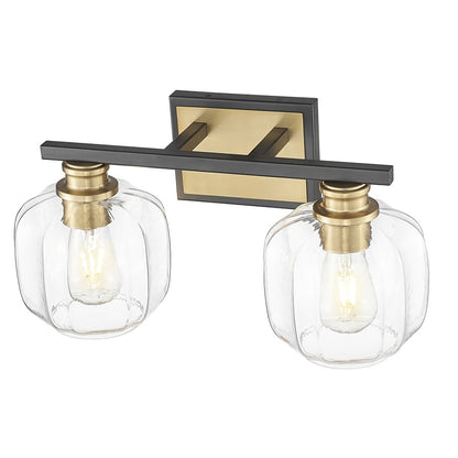 Acclaim Lighting 2 Light 18" Vanity, Matte Black and Brass/Clear
