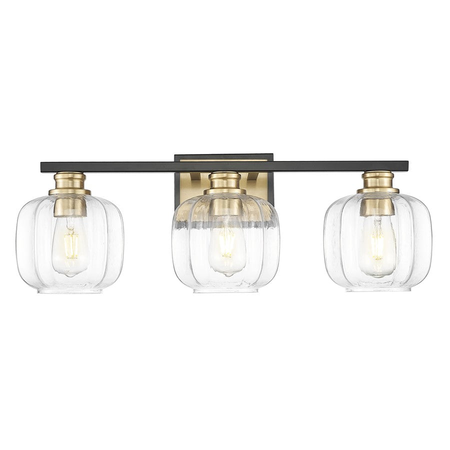 Acclaim Lighting 3 Light 25" Vanity, Matte Black and Brass/Clear - IN40032BK