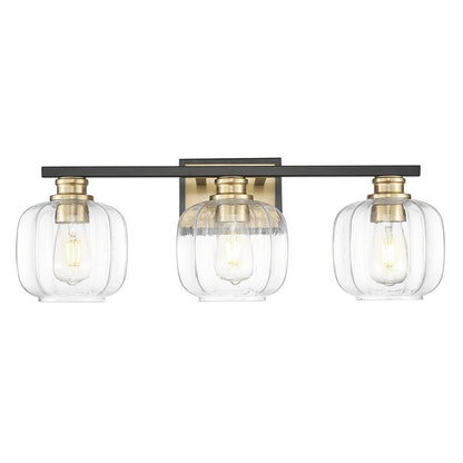 Acclaim Lighting 3 Light 25" Vanity, Matte Black and Brass/Clear - IN40032BK