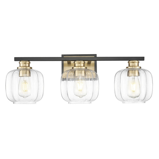 Acclaim Lighting 3 Light 25" Vanity, Matte Black and Brass/Clear - IN40032BK