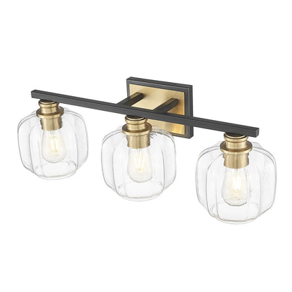 Acclaim Lighting 3 Light 25" Vanity, Matte Black and Brass/Clear