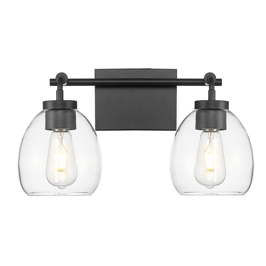 Acclaim Lighting 2 Light 16" Vanity, Matte Black/Clear - IN40061BK