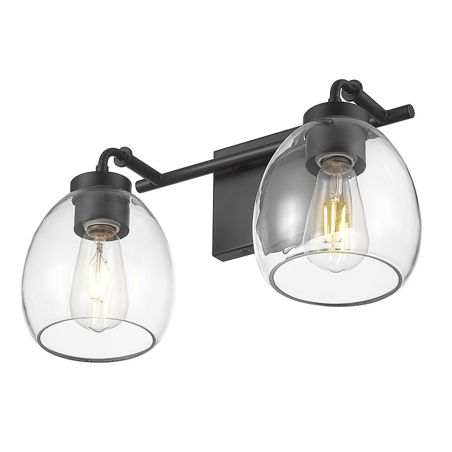Acclaim Lighting 2 Light 16" Vanity, Matte Black/Clear