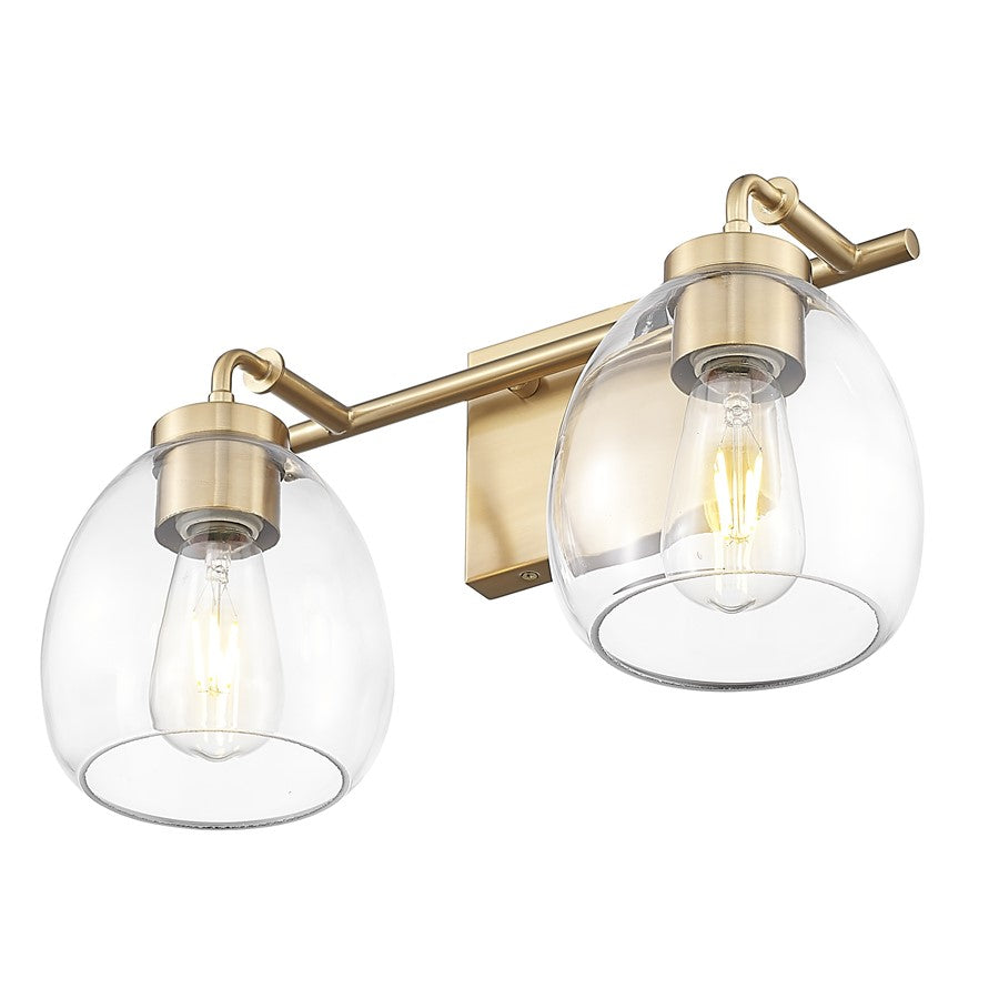 Acclaim Lighting 2 Light 16" Vanity, Brass/Clear
