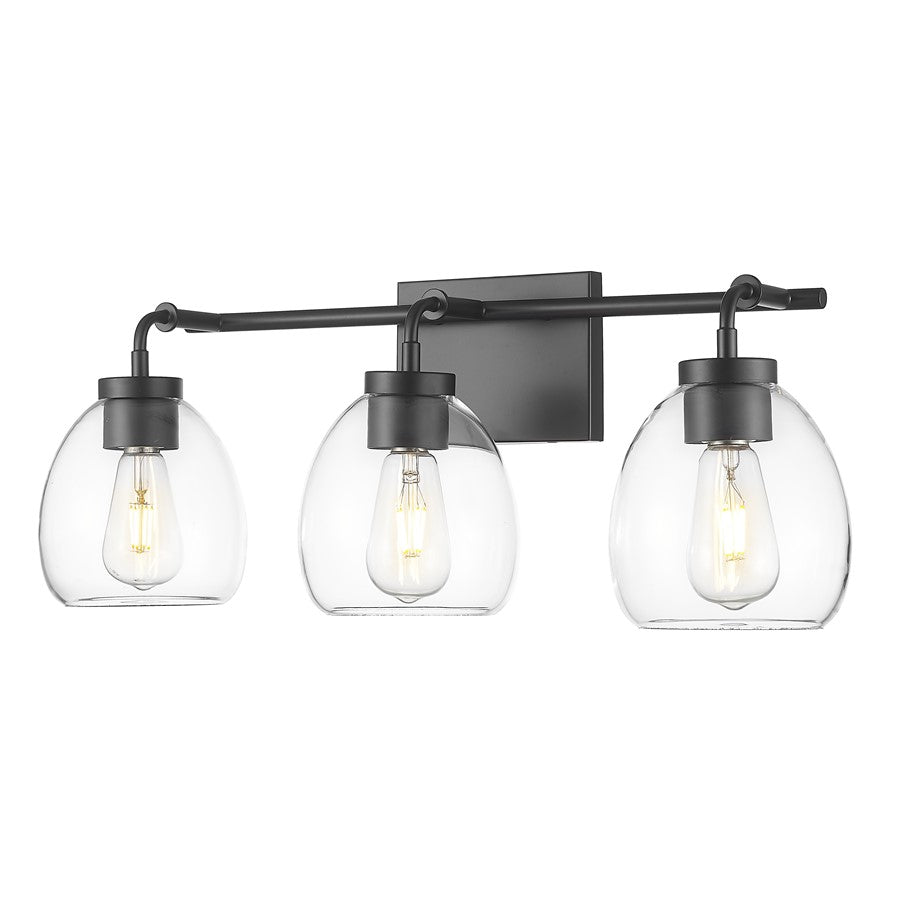 Acclaim Lighting 3 Light 24" Vanity, Matte Black/Clear - IN40062BK