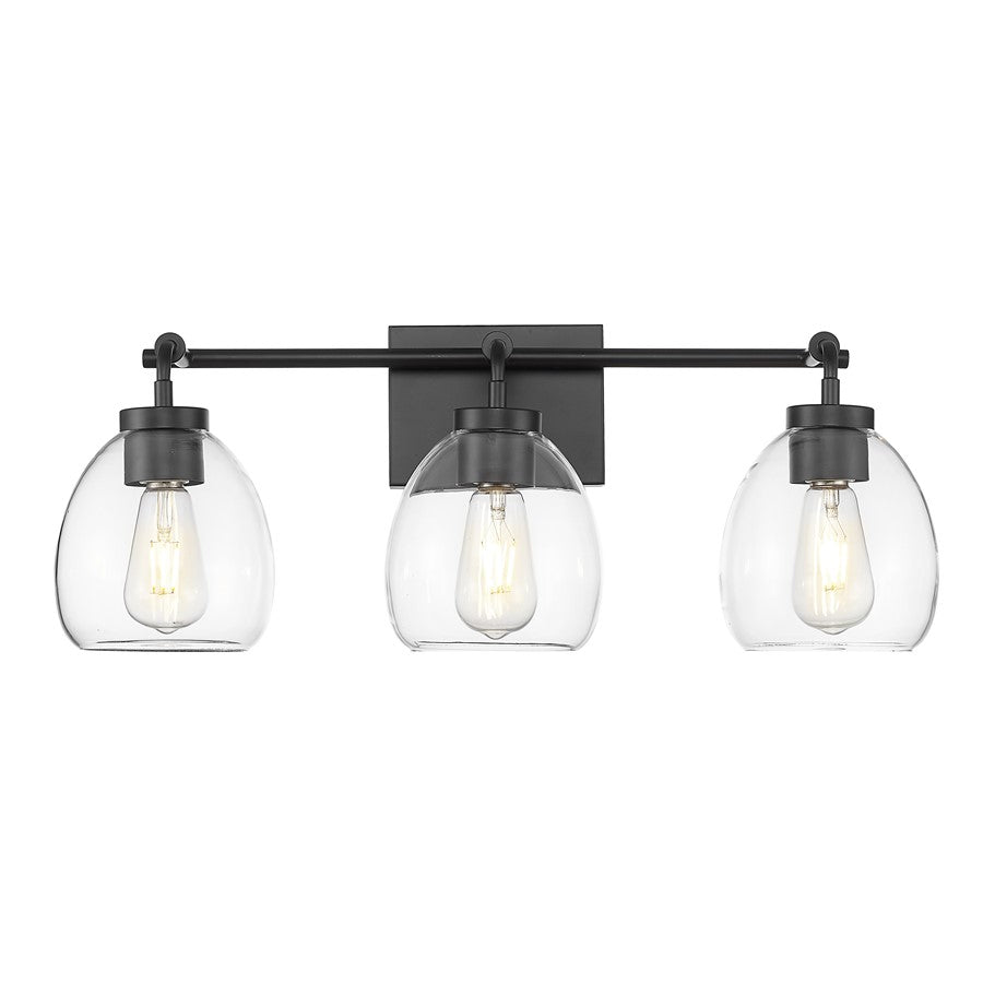 Acclaim Lighting 3 Light 24" Vanity, Matte Black/Clear