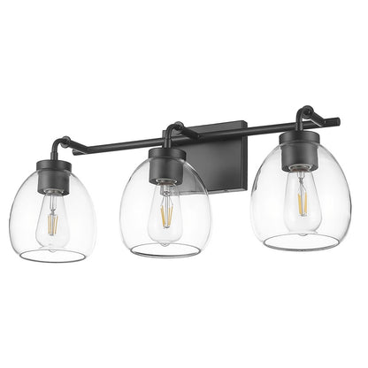 Acclaim Lighting 3 Light 24" Vanity, Matte Black/Clear