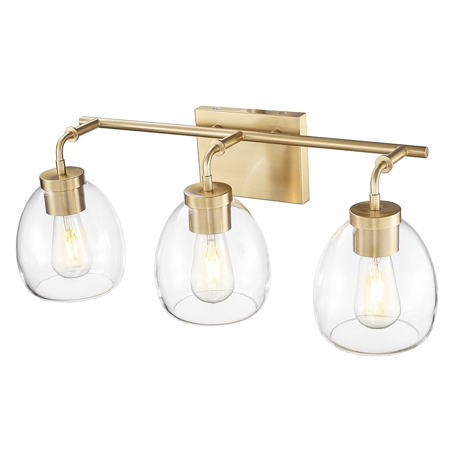 Acclaim Lighting 3 Light 24" Vanity, Brass/Clear