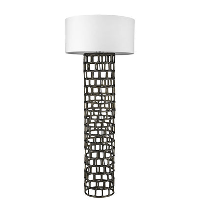 Acclaim Vallin Floor Lamp, Black Gold/White Fabric Drum
