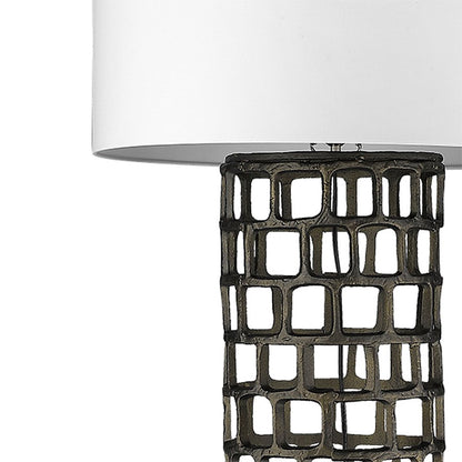 Acclaim Vallin Floor Lamp, Black Gold/White Fabric Drum