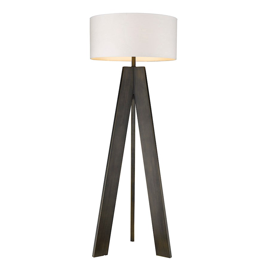 Acclaim Soccle Floor Lamp, Bronze/White Fabric Drum