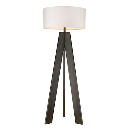 Acclaim Soccle Floor Lamp, Bronze/White Fabric Drum