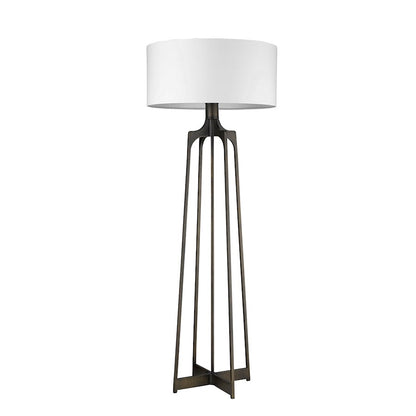 Acclaim Lancet Floor Lamp, Bronze/White Fabric Drum