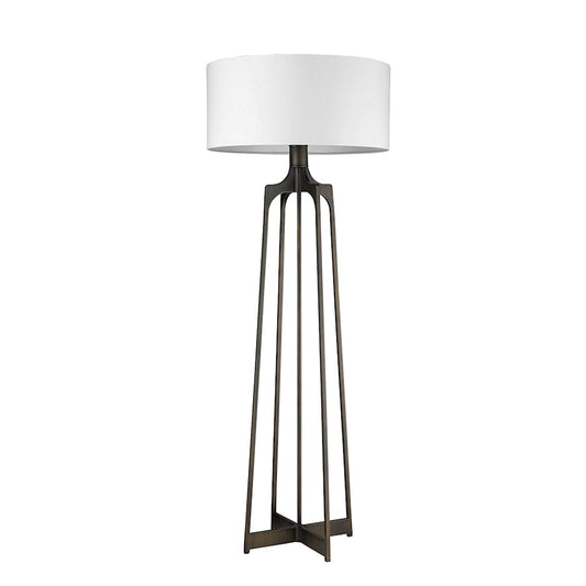 Acclaim Lancet Floor Lamp, Bronze/White Fabric Drum