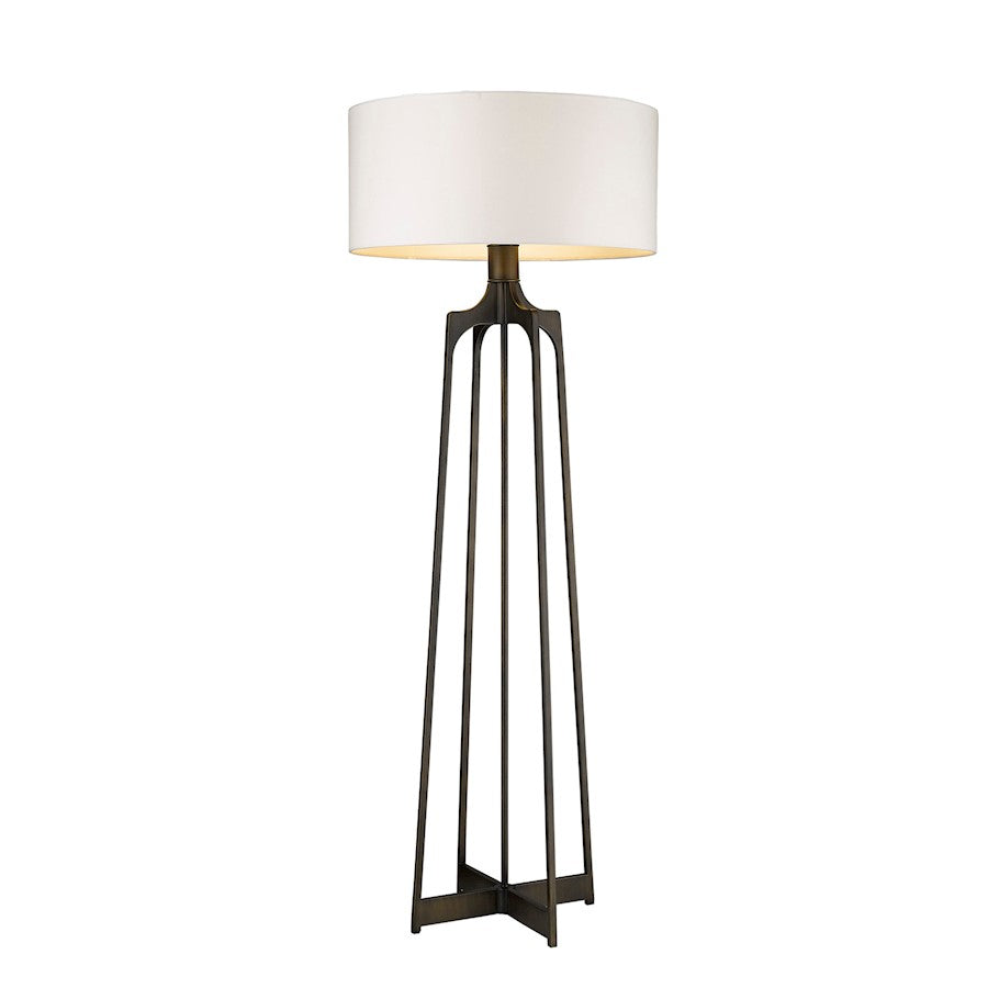 Acclaim Lancet Floor Lamp, Bronze/White Fabric Drum