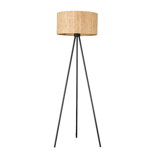 Acclaim Lisbon 1 Light Floor Lamp, Matte Black/Cork Drum