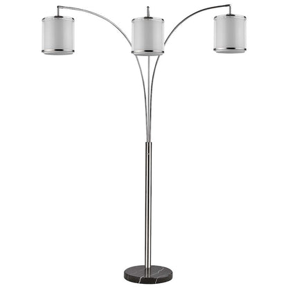 Acclaim Lux 3 Light Tree Lamp, Nickel/Snow Shantung 2 Tier