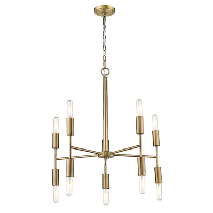 10 Light Chandelier, Aged Brass
