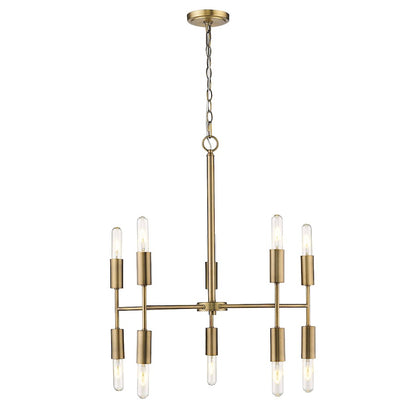 10 Light Chandelier, Aged Brass