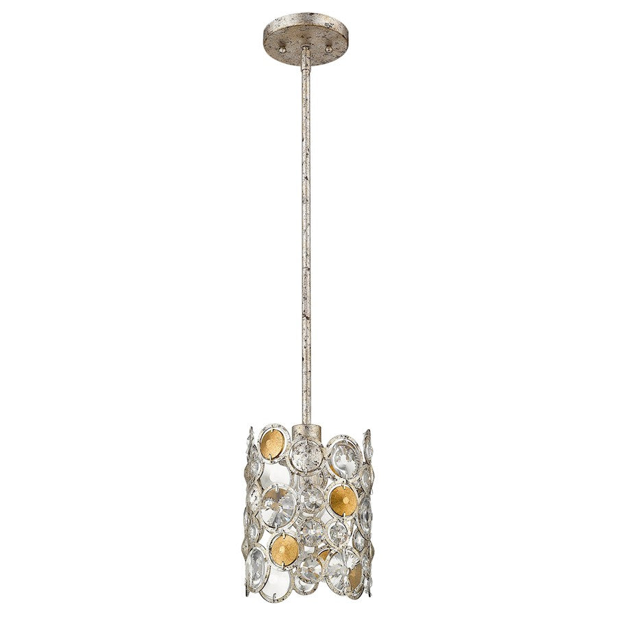 1 Light Pendant, Antique Silver Leaf