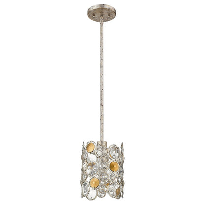 1 Light Pendant, Antique Silver Leaf