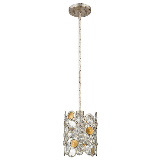 1 Light Pendant, Antique Silver Leaf