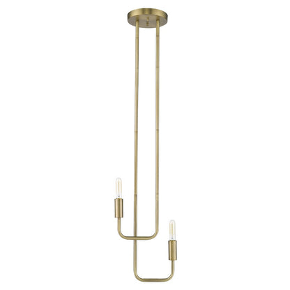 2 Light Pendant, Aged Brass