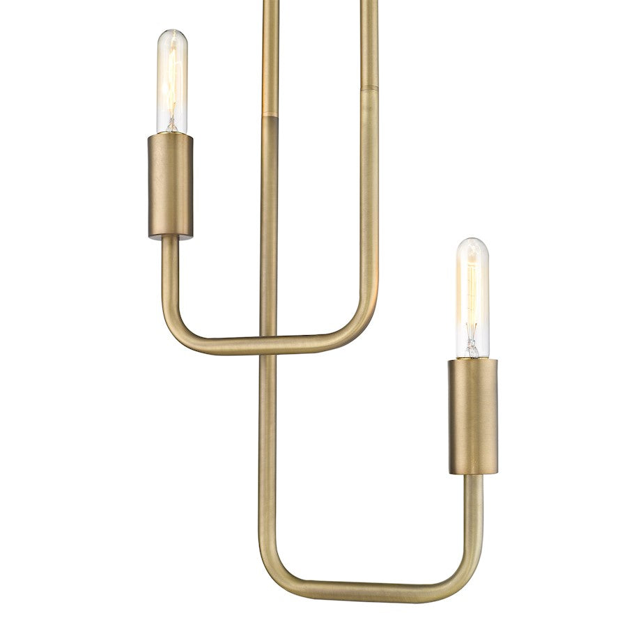 2 Light Pendant, Aged Brass