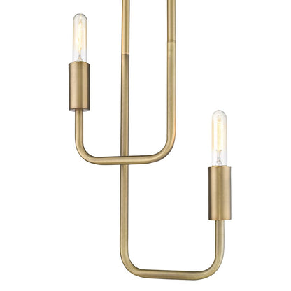 2 Light Pendant, Aged Brass