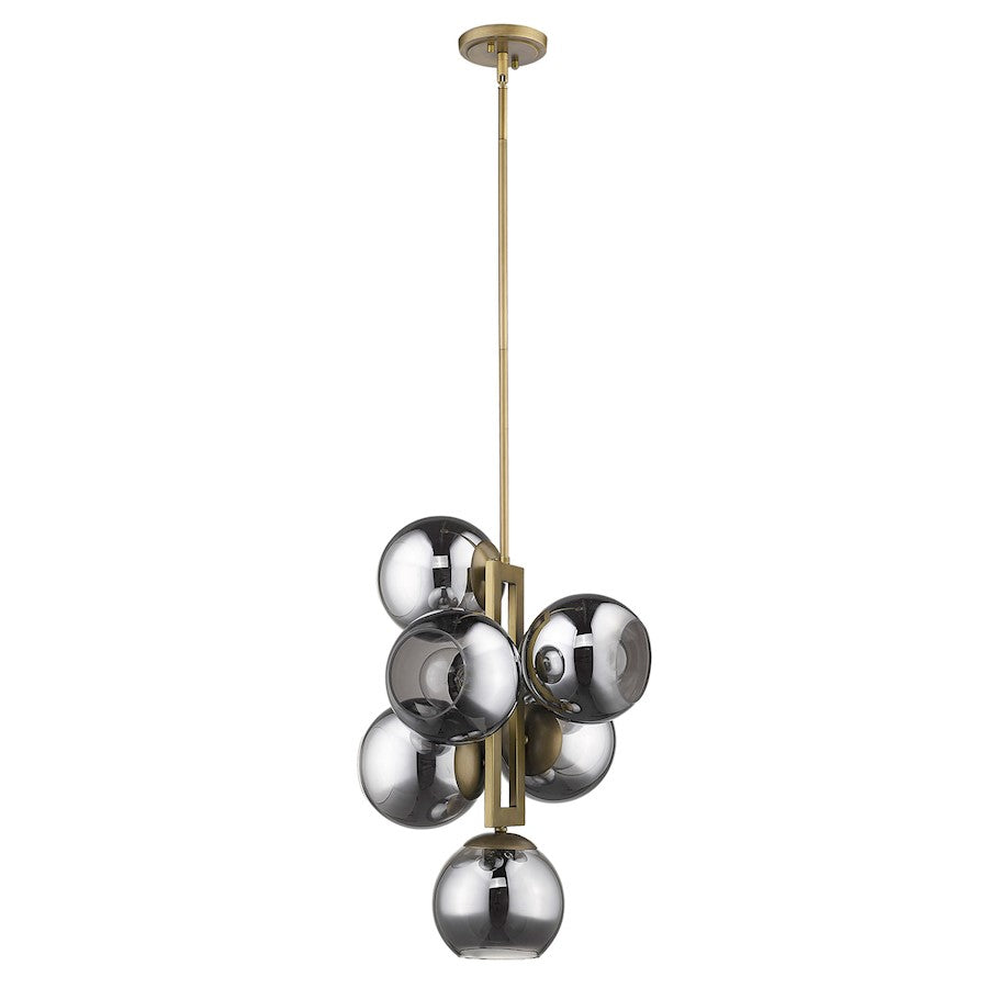 6 Light Pendant, Brass