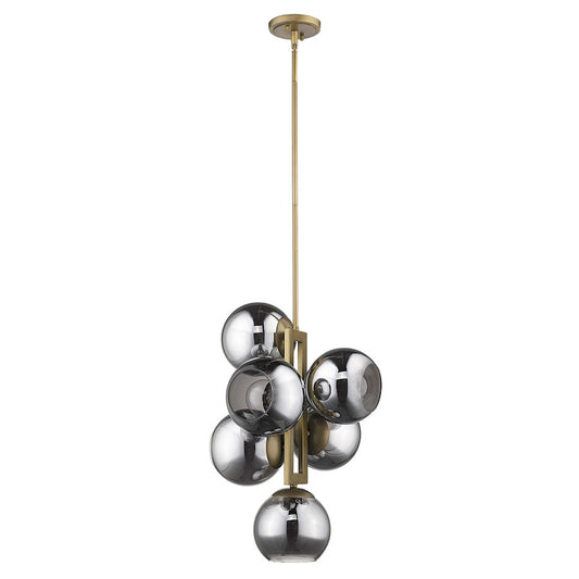 6 Light Pendant, Brass