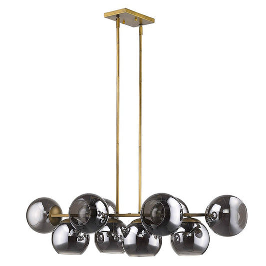 Acclaim Lunette 10 Light Island, Brass/Smoke Glass Globes