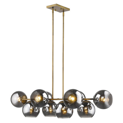 Acclaim Lunette 10 Light Island, Brass/Smoke Glass Globes