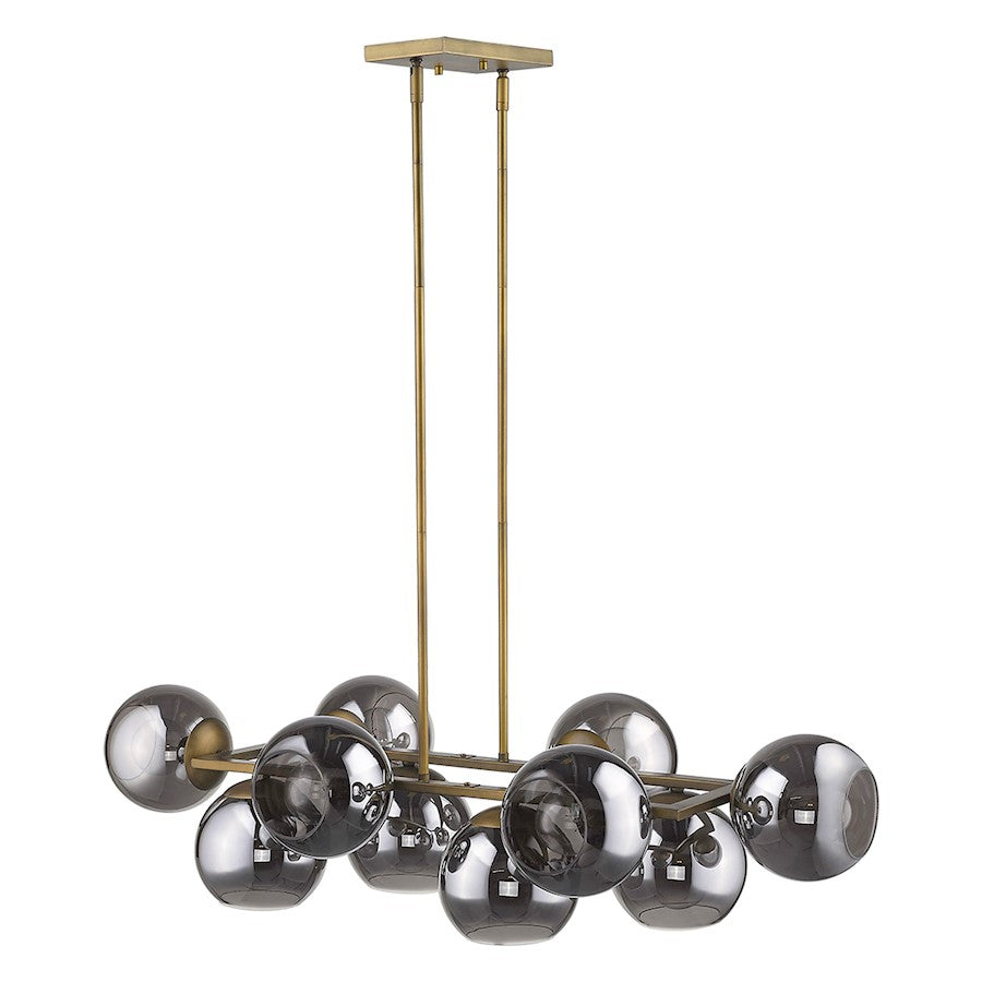 Acclaim Lunette 10 Light Island, Brass/Smoke Glass Globes