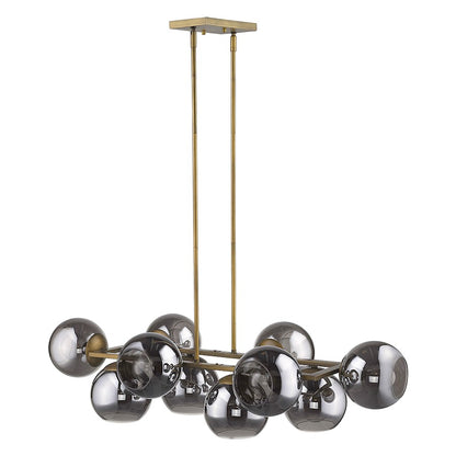 Acclaim Lunette 10 Light Island, Brass/Smoke Glass Globes