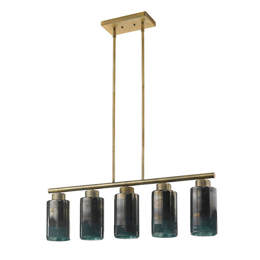 5 Light Pendant, Brass