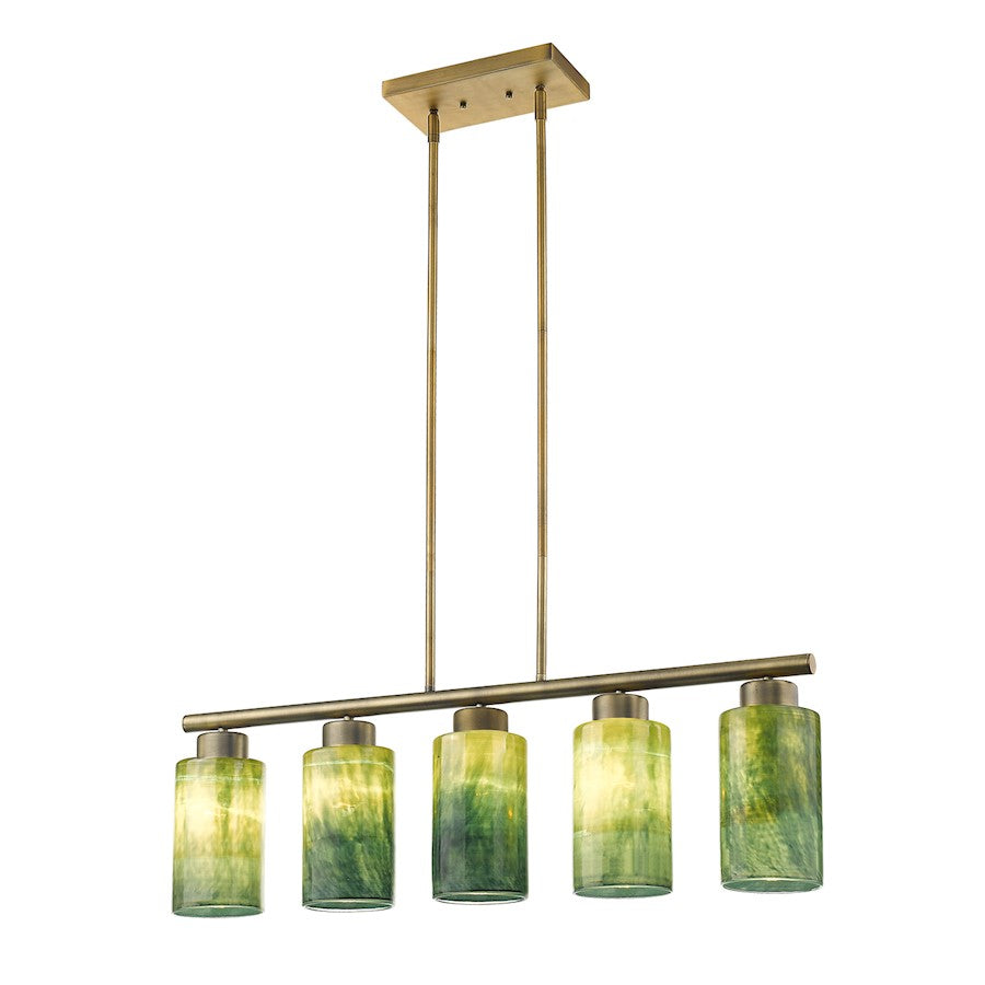 5 Light Pendant, Brass
