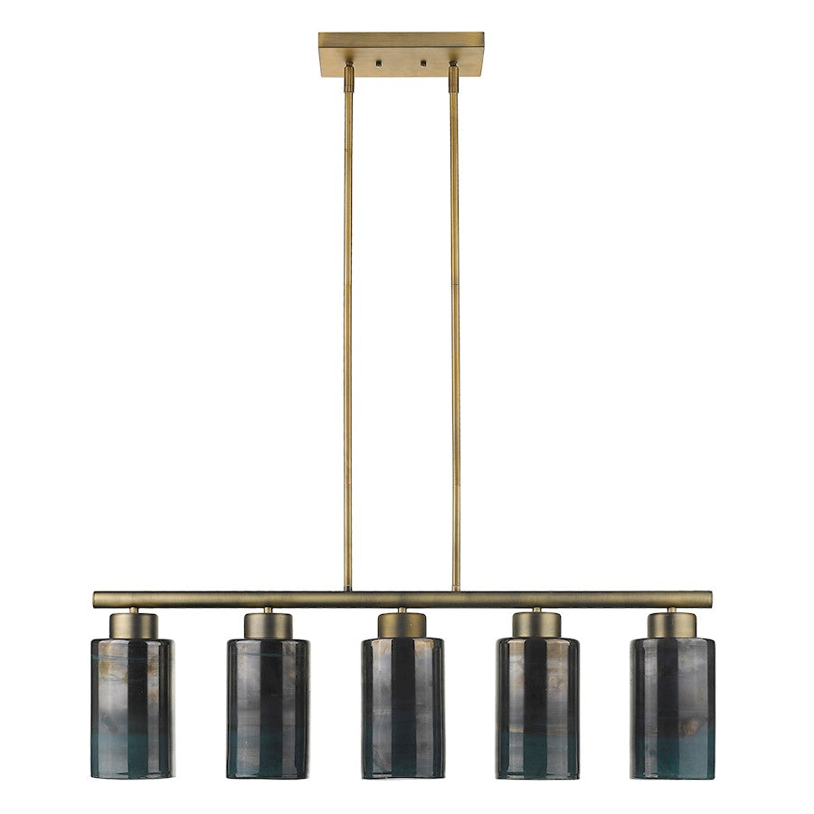 5 Light Pendant, Brass