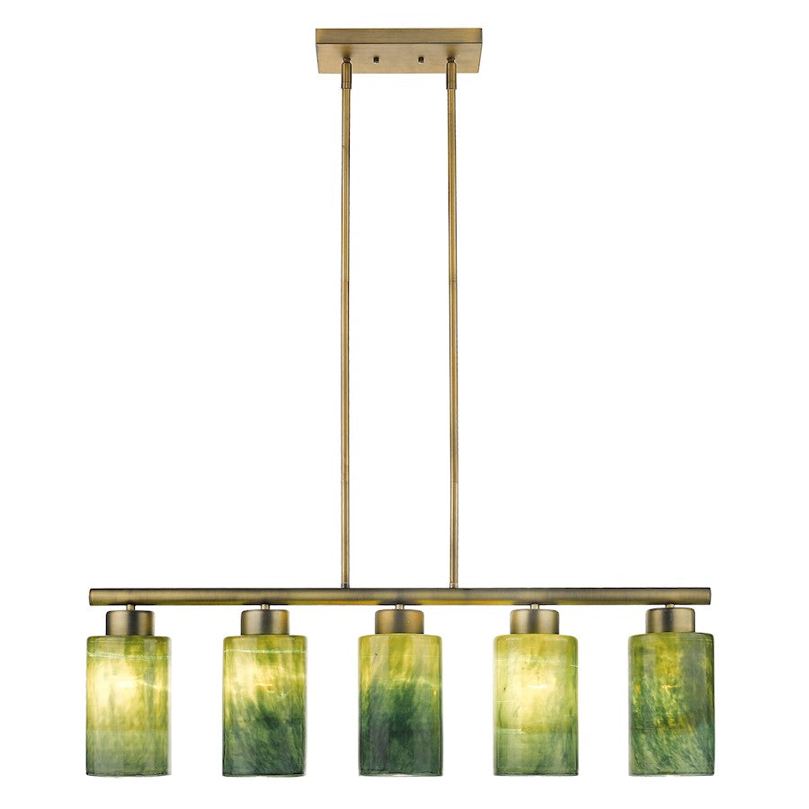 5 Light Pendant, Brass
