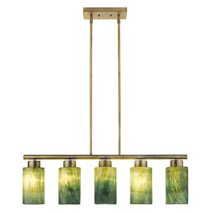 5 Light Pendant, Brass