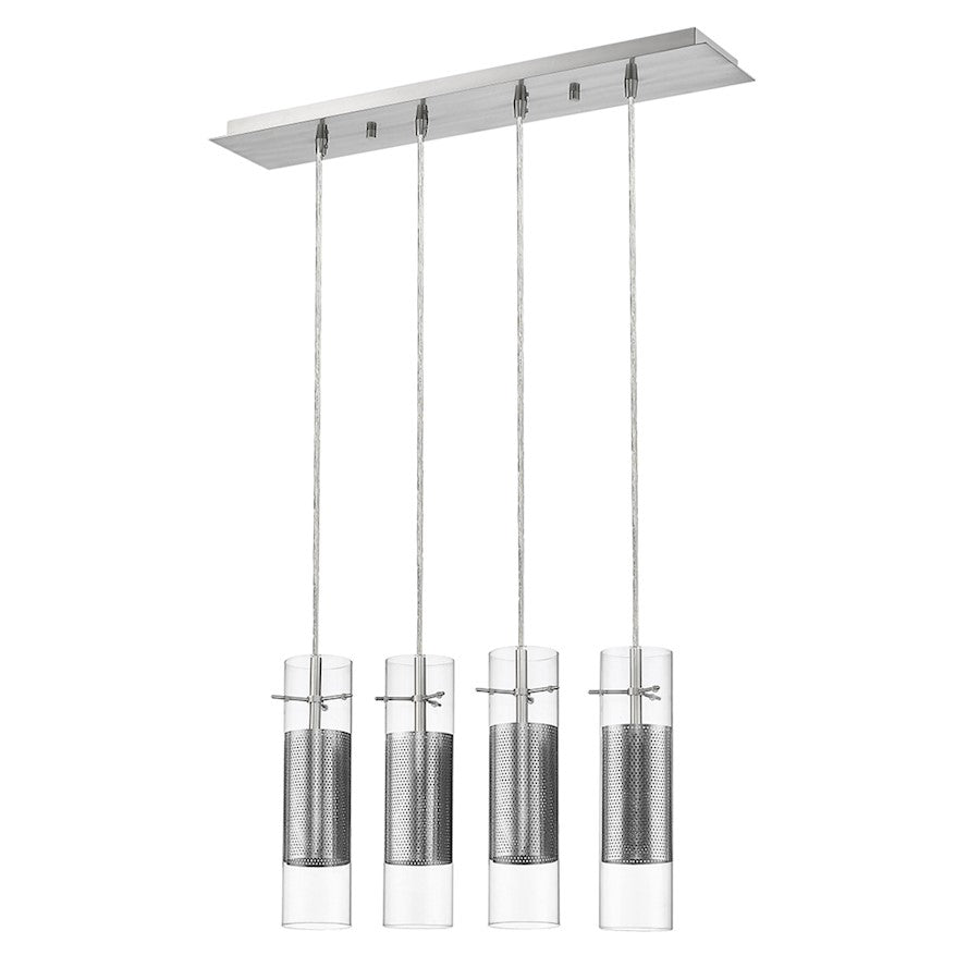 4 Light Pendant, Brushed Nickel
