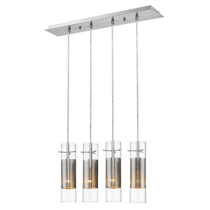4 Light Pendant, Brushed Nickel
